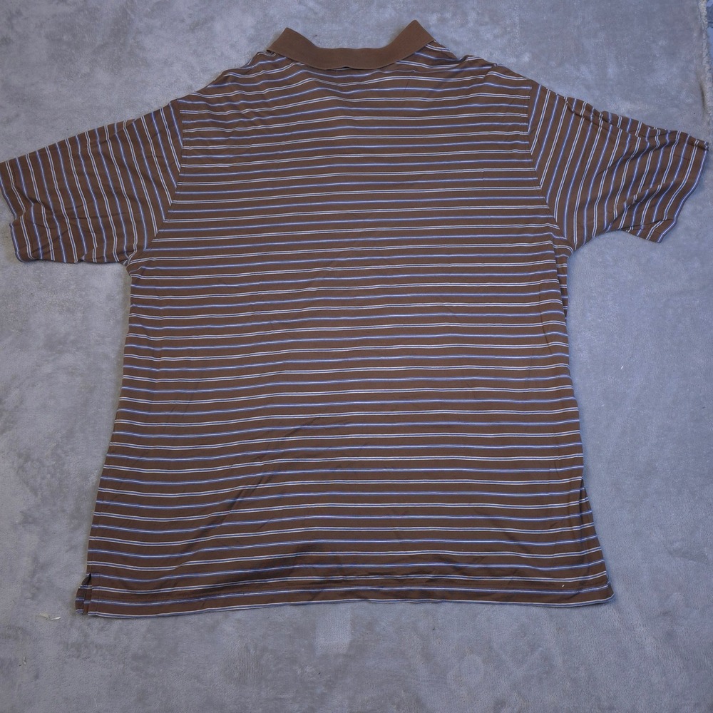 Amen Corner Polo Shirt Mens XXL Brown Striped Pima Cotton Masters Golf Preppy - Picture 2 of 10